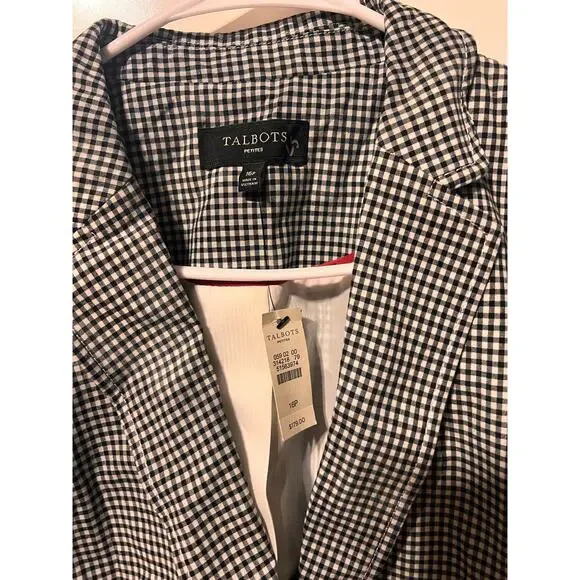 Talbots Womens Black and White
Gingham Checked One Button Blazer
Size 16 Petite - Picture 5 of 5